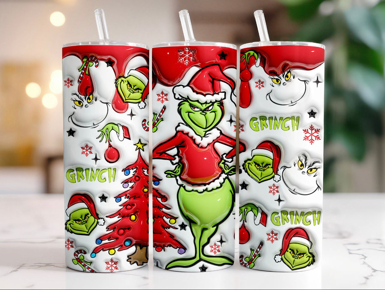 Grinch 3D Bubble effect Tumbler